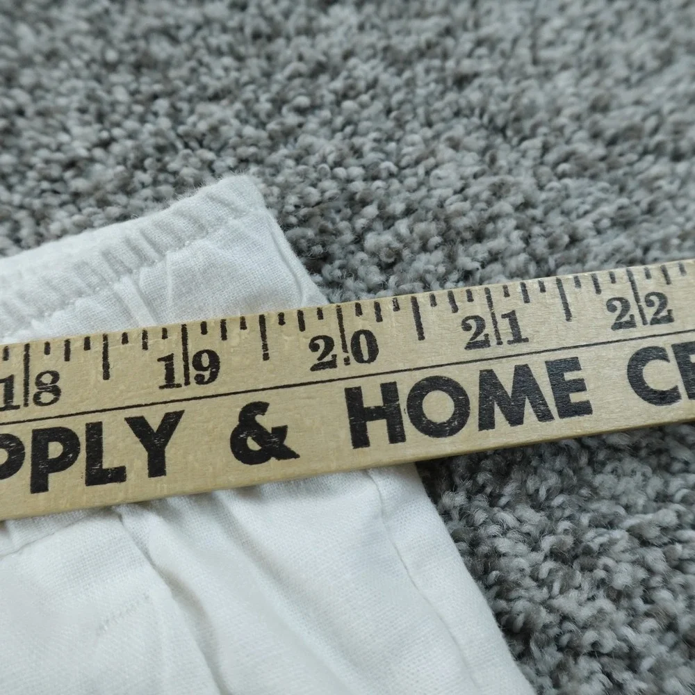 H&M Pants Mens XL White Linen Flat Front Drawstring Elastic Waist Chino Trouser